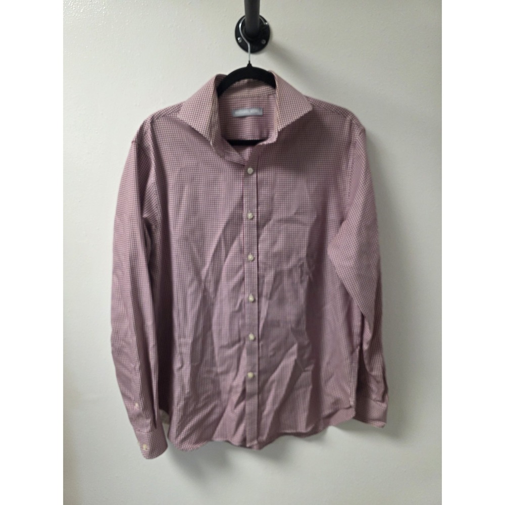Michael Kors Men's Dress Shirt 15.5 34/35 Red White Check‎ Long Sleeve